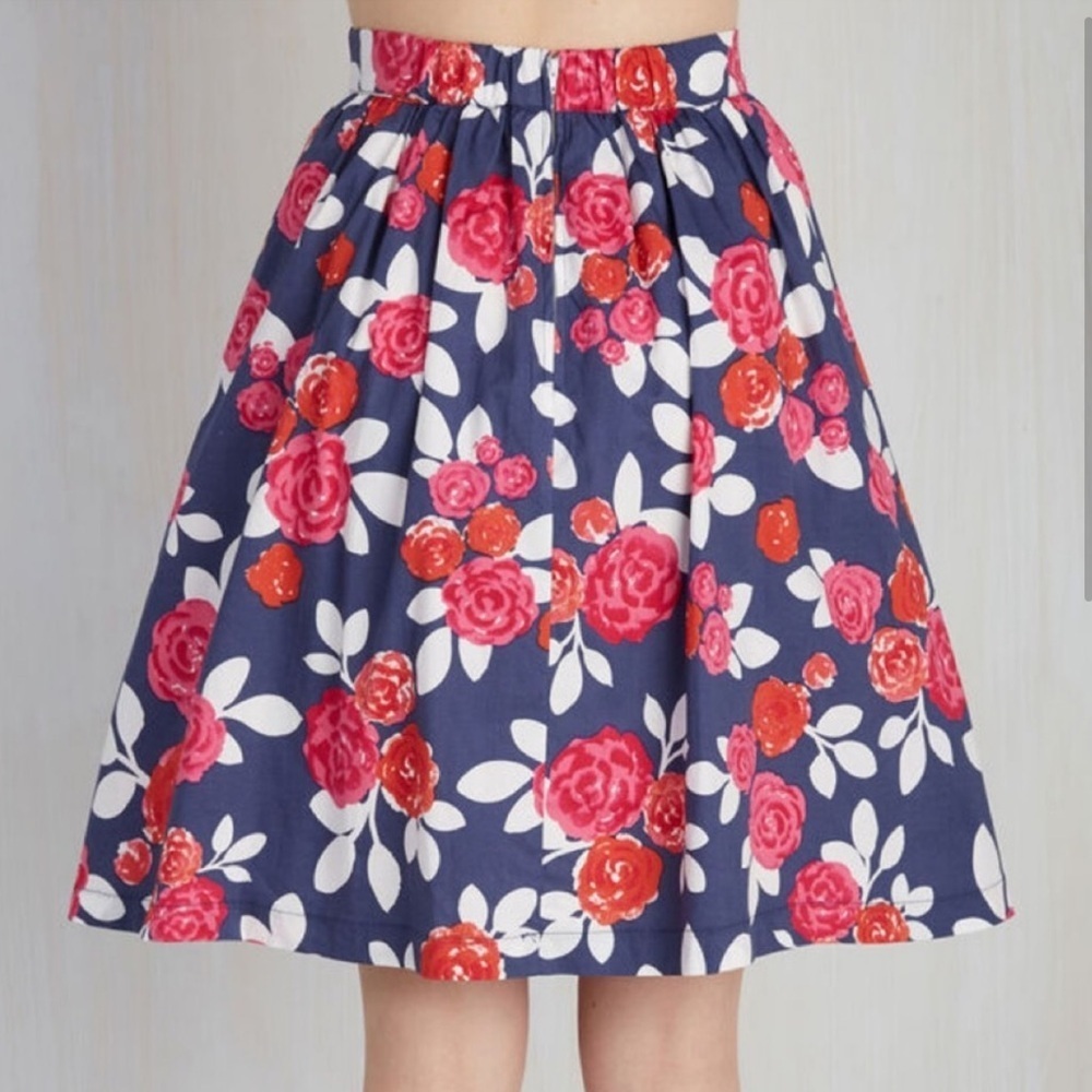 Modcloth Pros & Convertibles Floral Midi Skirt XL Extra Large Cotton - Picture 3 of 11